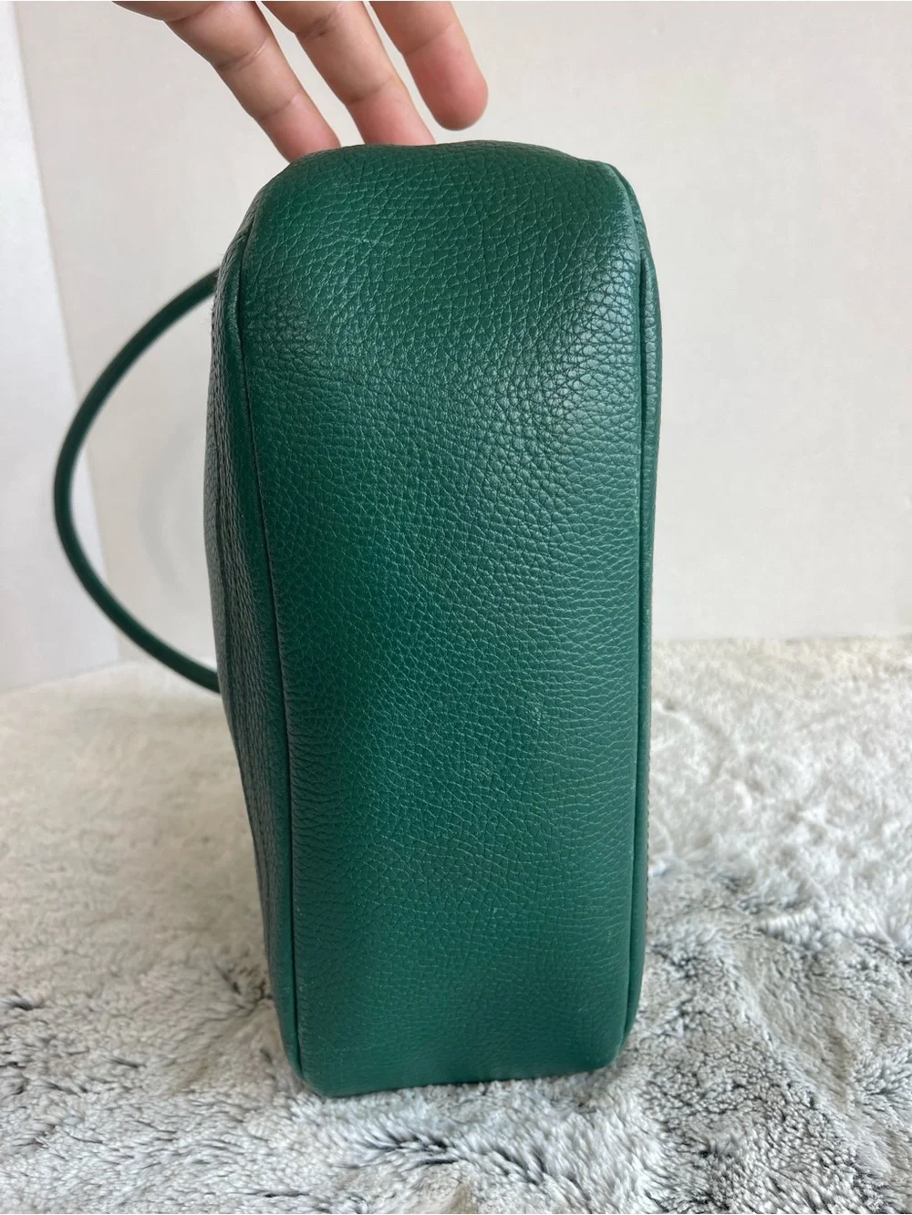 Furla Deep Green Leather Chrome Accent Satchel Women’s Bag